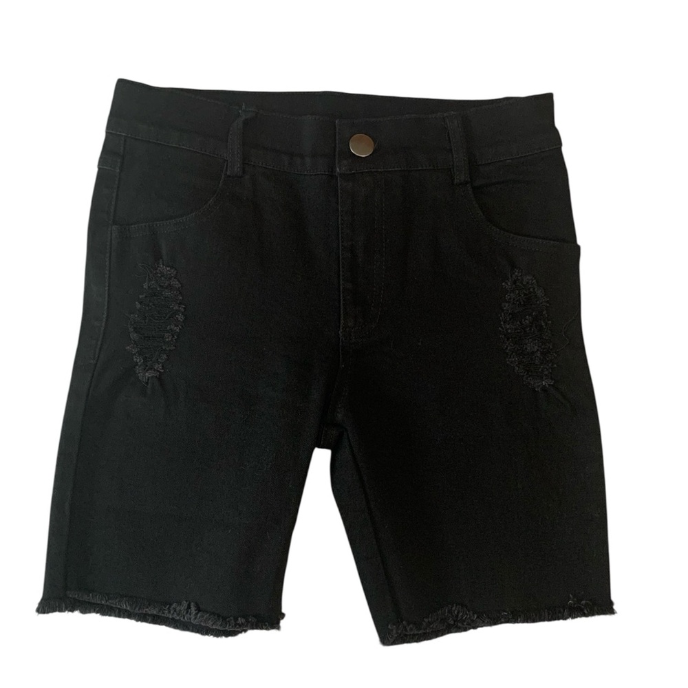 NWOT Raxtin black distressed denim jean shorts 7